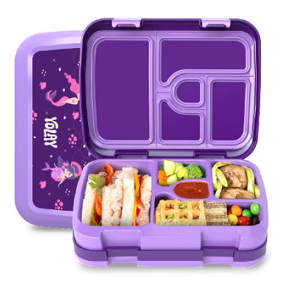 Purple Yolay bento box with food
